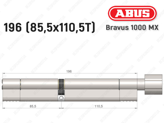 Циліндр ABUS BRAVUS 1000 MX, з тумблером, 195 (85x110T)