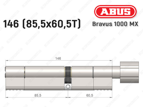 Цилиндр ABUS BRAVUS 1000 MX, с тумблером, 145 (85x60T)