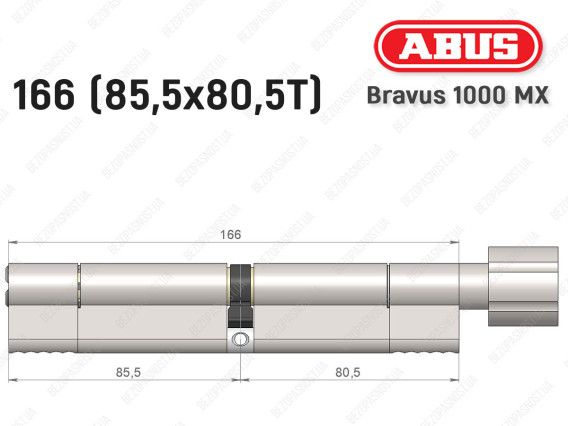 Циліндр ABUS BRAVUS 1000 MX, з тумблером, 165 (85x80T)