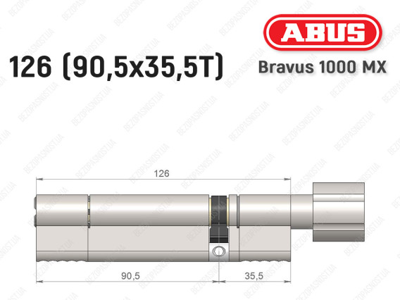 Цилиндр ABUS BRAVUS 1000 MX, с тумблером, 125 (90x35T)