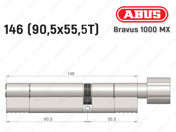 Циліндр ABUS BRAVUS 1000 MX, з тумблером, 145 (90x55T)