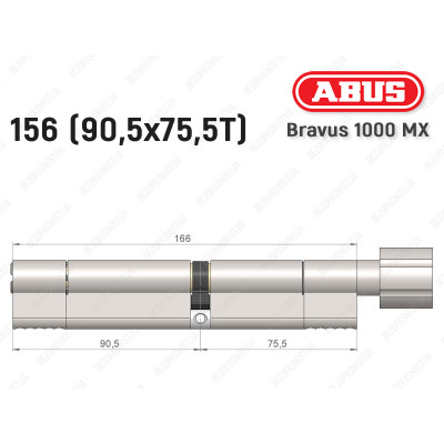 Циліндр ABUS BRAVUS 1000 MX, з тумблером, 165 (90x75T)