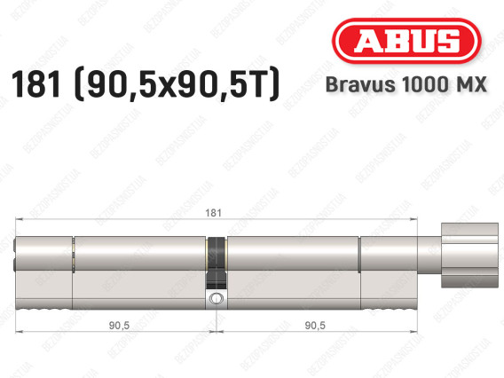 Цилиндр ABUS BRAVUS 1000 MX, с тумблером, 180 (90x90T)