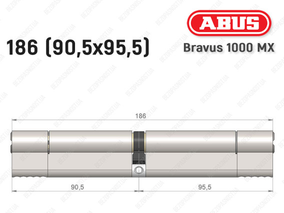 Цилиндр ABUS BRAVUS 1000 MX, ключ-ключ, 185 (90x95)