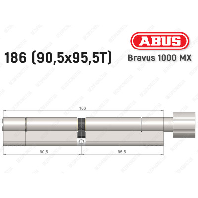 Циліндр ABUS BRAVUS 1000 MX, з тумблером, 185 (90x95T)
