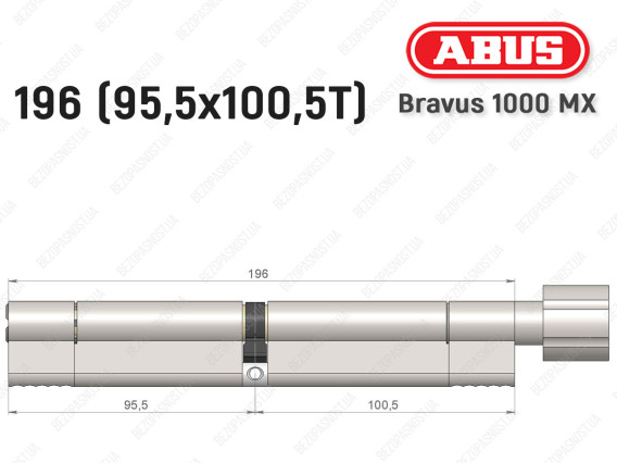 Циліндр ABUS BRAVUS 1000 MX, з тумблером, 195 (95x100T)