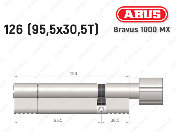 Циліндр ABUS BRAVUS 1000 MX, з тумблером, 125 (95x30T)