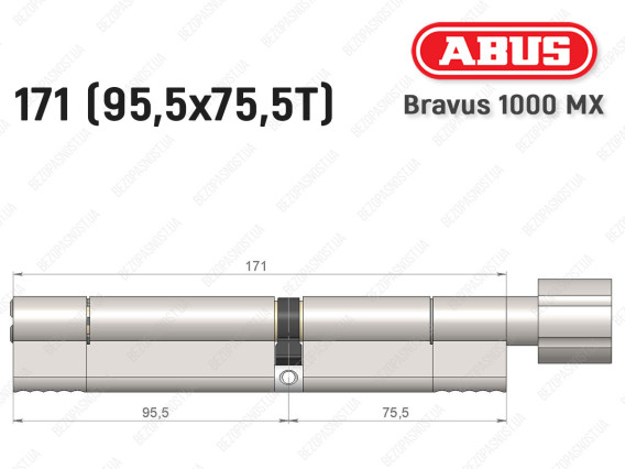Циліндр ABUS BRAVUS 1000 MX, з тумблером, 170 (95x75T)