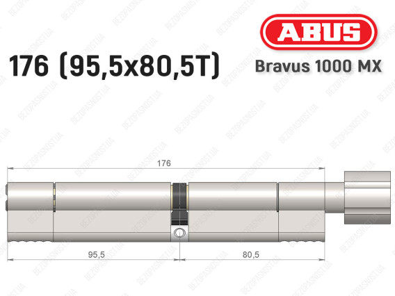 Циліндр ABUS BRAVUS 1000 MX, з тумблером, 175 (95x80T)