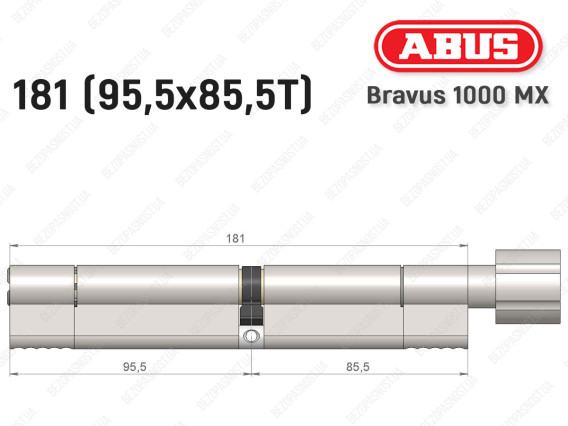 Циліндр ABUS BRAVUS 1000 MX, з тумблером, 180 (95x85T)
