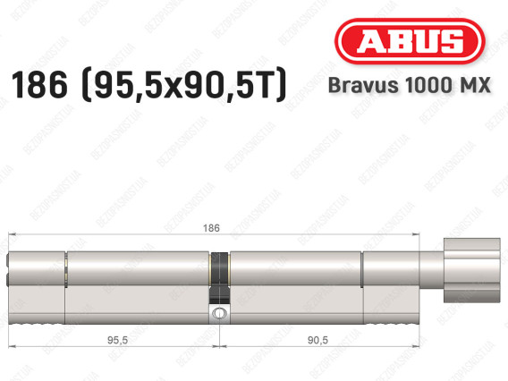 Циліндр ABUS BRAVUS 1000 MX, з тумблером, 185 (95x90T)