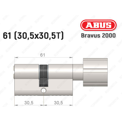 Циліндр ABUS BRAVUS 2000 Compact, з тумблером, 60 мм (30х30Т)