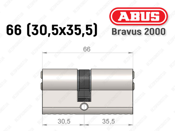 Цилиндр ABUS BRAVUS 2000 Compact, ключ-ключ, 65 (30х35)