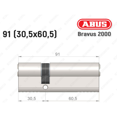 Цилиндр ABUS BRAVUS 2000 Compact, ключ-ключ, 90 мм (30х60)