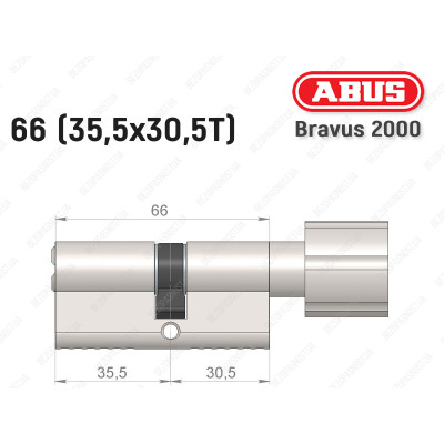 Цилиндр ABUS BRAVUS 2000 Compact, с тумблером, 65 мм (35х30Т)