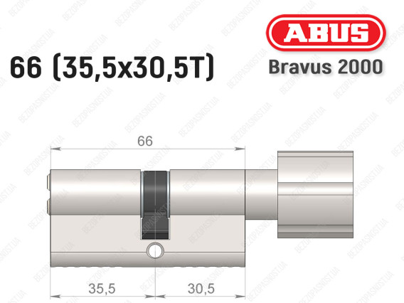 Цилиндр ABUS BRAVUS 2000 Compact, с тумблером, 65 (35х30Т)