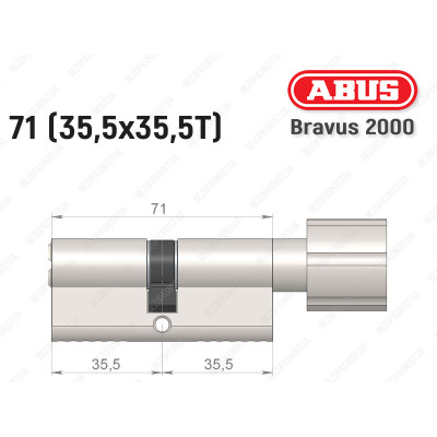 Циліндр ABUS BRAVUS 2000 Compact, з тумблером, 70 мм (35х35Т)