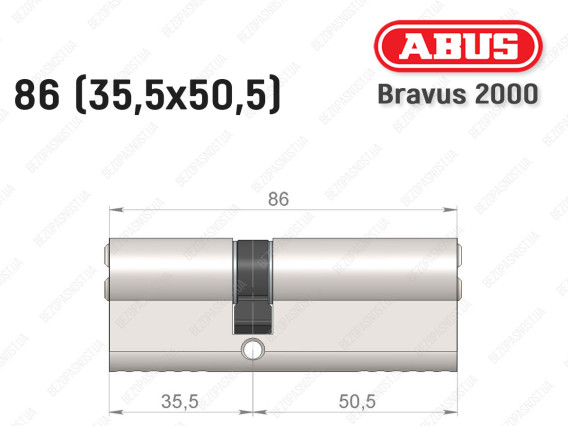 Циліндр ABUS BRAVUS 2000 Compact, ключ-ключ, 85 (35х50)
