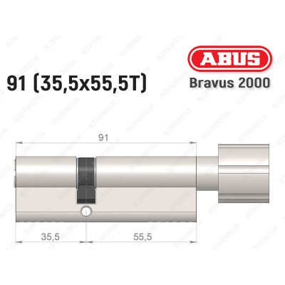 Циліндр ABUS BRAVUS 2000 Compact, з тумблером, 90 мм (35х55Т)