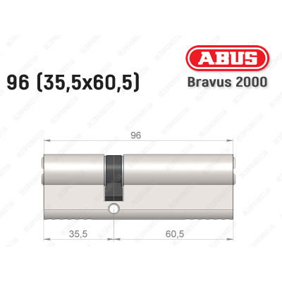 Циліндр ABUS BRAVUS 2000 Compact, ключ-ключ, 95 мм (35х60)