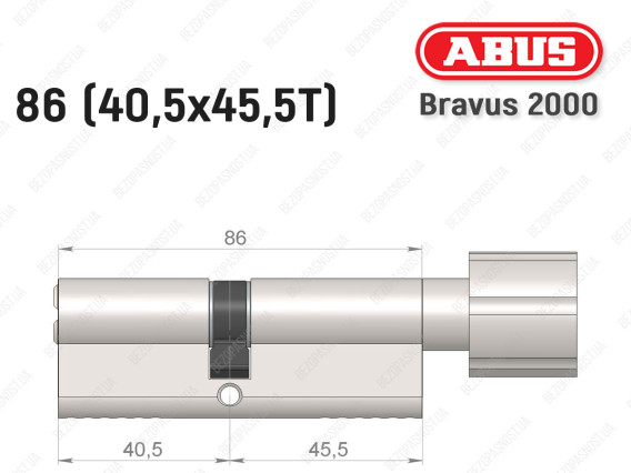 Цилиндр ABUS BRAVUS 2000 Compact, с тумблером, 85 (40х45Т)