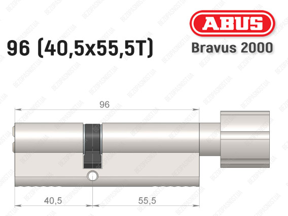 Цилиндр ABUS BRAVUS 2000 Compact, с тумблером, 95 (40х55Т)