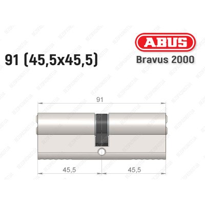 Цилиндр ABUS BRAVUS 2000 Compact, ключ-ключ, 90 мм (45х45)