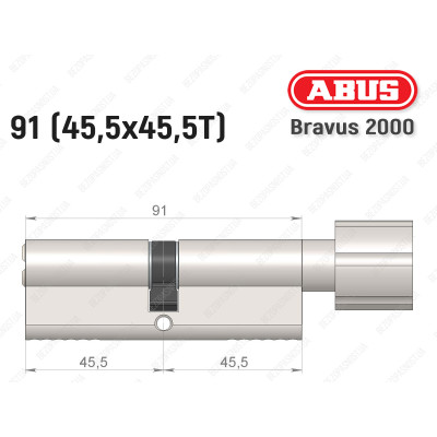 Циліндр ABUS BRAVUS 2000 Compact, з тумблером, 90 мм (45х45Т)