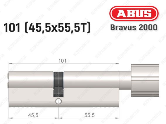Цилиндр ABUS BRAVUS 2000 Compact, с тумблером, 100 (45х55Т)