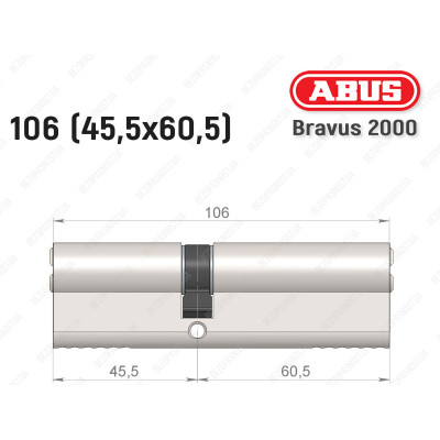 Цилиндр ABUS BRAVUS 2000 Compact, ключ-ключ, 105 мм (45х60)