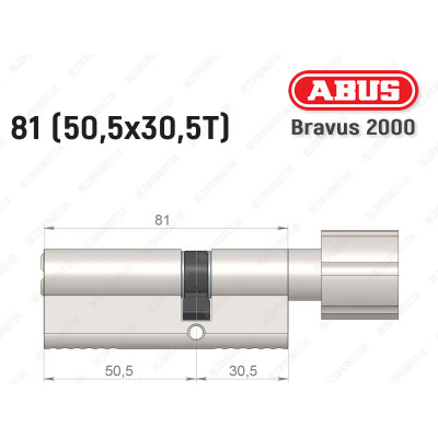 Цилиндр ABUS BRAVUS 2000 Compact, с тумблером, 80 мм (50х30Т)