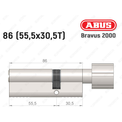 Циліндр ABUS BRAVUS 2000 Compact, з тумблером, 85 мм (55х30Т)