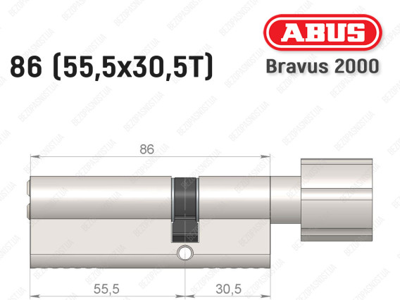 Цилиндр ABUS BRAVUS 2000 Compact, с тумблером, 85 (55х30Т)