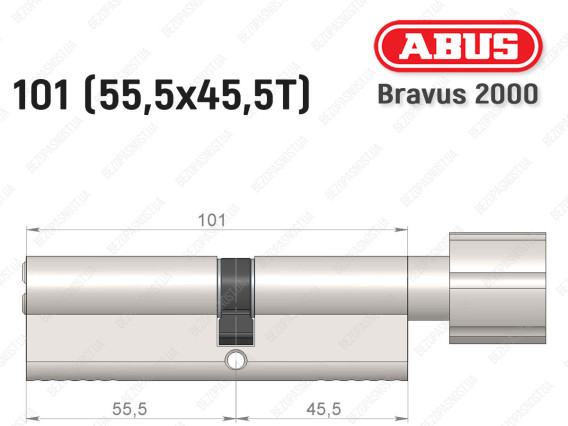 Цилиндр ABUS BRAVUS 2000 Compact, с тумблером, 100 (55х45Т)