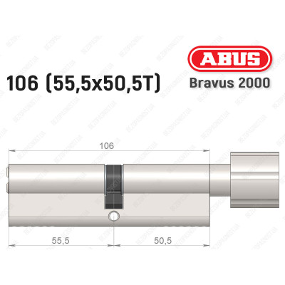 Цилиндр ABUS BRAVUS 2000 Compact, с тумблером, 105 мм (55х50Т)