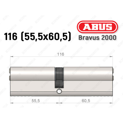 Цилиндр ABUS BRAVUS 2000 Compact, ключ-ключ, 115 мм (55х60)