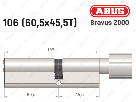 Цилиндр ABUS BRAVUS 2000 Compact, с тумблером, 105 (60х45Т)