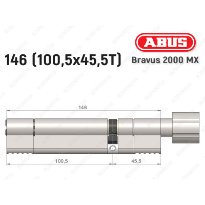 Цилиндр ABUS BRAVUS 2000 MX, с тумблером, 145 (100х45T)