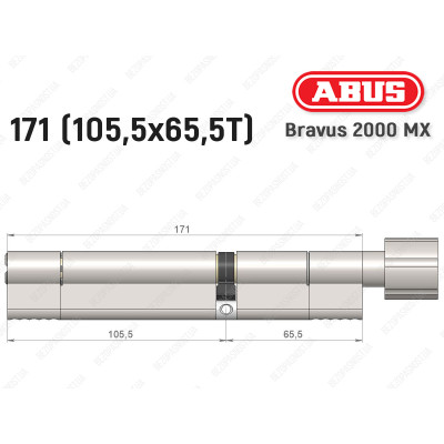 Цилиндр ABUS BRAVUS 2000 MX, с тумблером, 170 (105х65T)