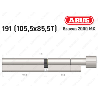 Циліндр ABUS BRAVUS 2000 MX, з тумблером, 190 (105х85T)
