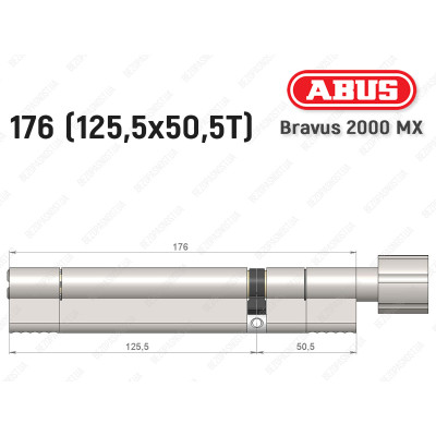 Цилиндр ABUS BRAVUS 2000 MX, с тумблером, 175 (125х50T)