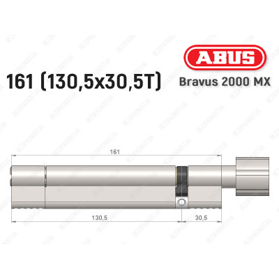 Циліндр ABUS BRAVUS 2000 MX, з тумблером, 160 (130х30T)