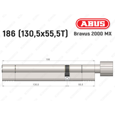 Циліндр ABUS BRAVUS 2000 MX, з тумблером, 185 (130х55T)