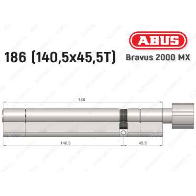 Циліндр ABUS BRAVUS 2000 MX, з тумблером, 185 (140х45T)