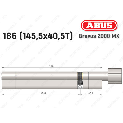 Цилиндр ABUS BRAVUS 2000 MX, с тумблером, 185 (145х40T)