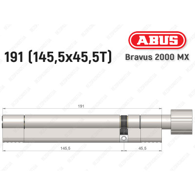 Циліндр ABUS BRAVUS 2000 MX, з тумблером, 190 (145х45T)