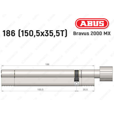 Цилиндр ABUS BRAVUS 2000 MX, с тумблером, 185 (150х35T)