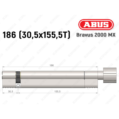 Цилиндр ABUS BRAVUS 2000 MX, с тумблером, 185 (30х155T)