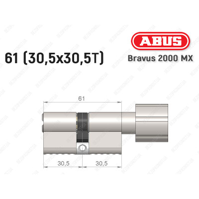 Цилиндр ABUS BRAVUS 2000 MX, с тумблером, 60 (30х30Т)
