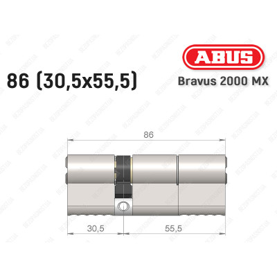 Циліндр ABUS BRAVUS 2000 MX, ключ-ключ, 85 (30х55)